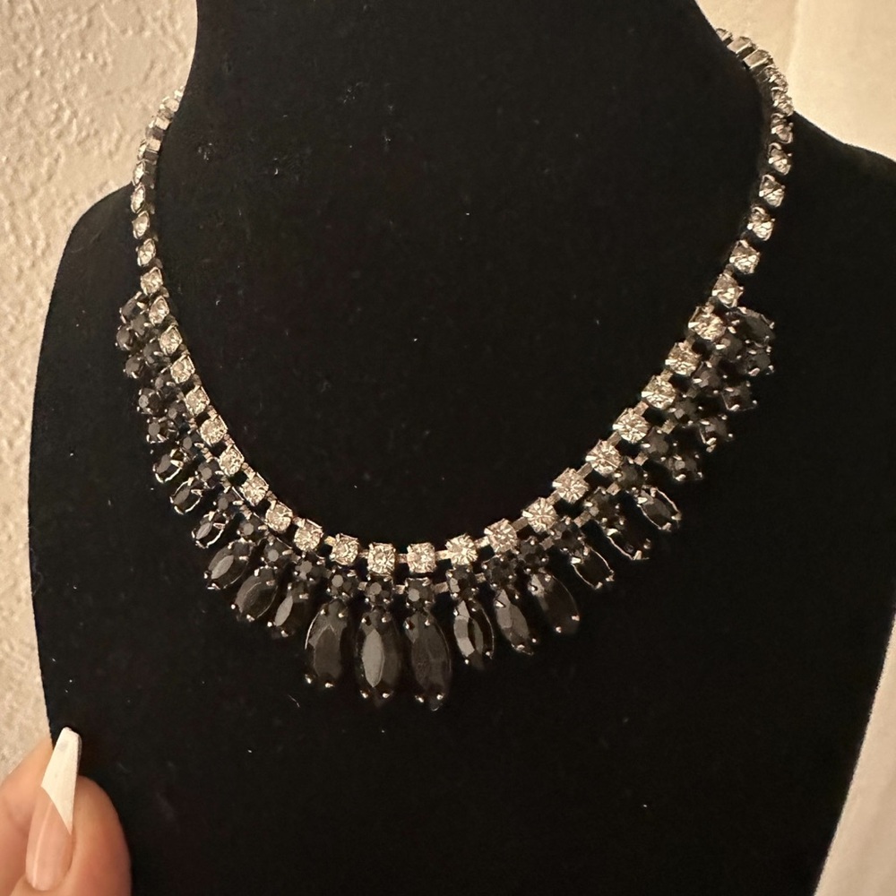 Vintage Warner Black and Silver Statement Necklace